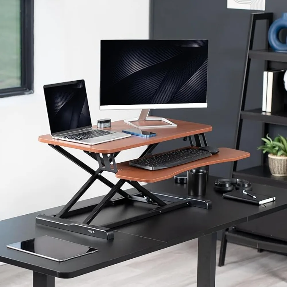 Desk Converter, K Series, Height Adjustable Sit to Stand Riser, Dual Monitor and Laptop Workstation with Wide Keyboard Tray 5