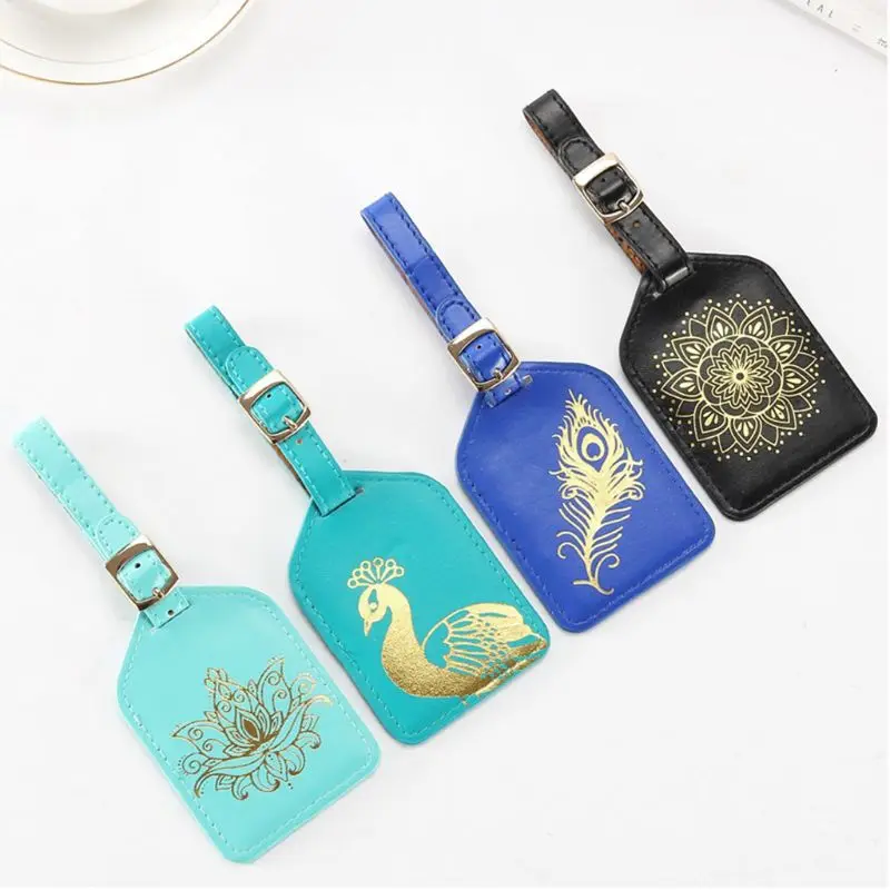 Travel Luggage Tags Gift PU Suitcase Tag with Strap 11colors new fashion women men name label holder luggage tags travel accessories travel luggage suitcase