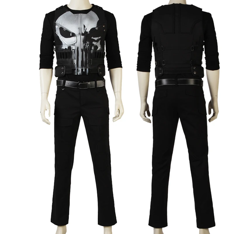 

TV Anti-hero Cosplay Punish Season Superhero Costume Frank Castle Black Clothing Fancy Halloween Masquerade Role-playing Outfit