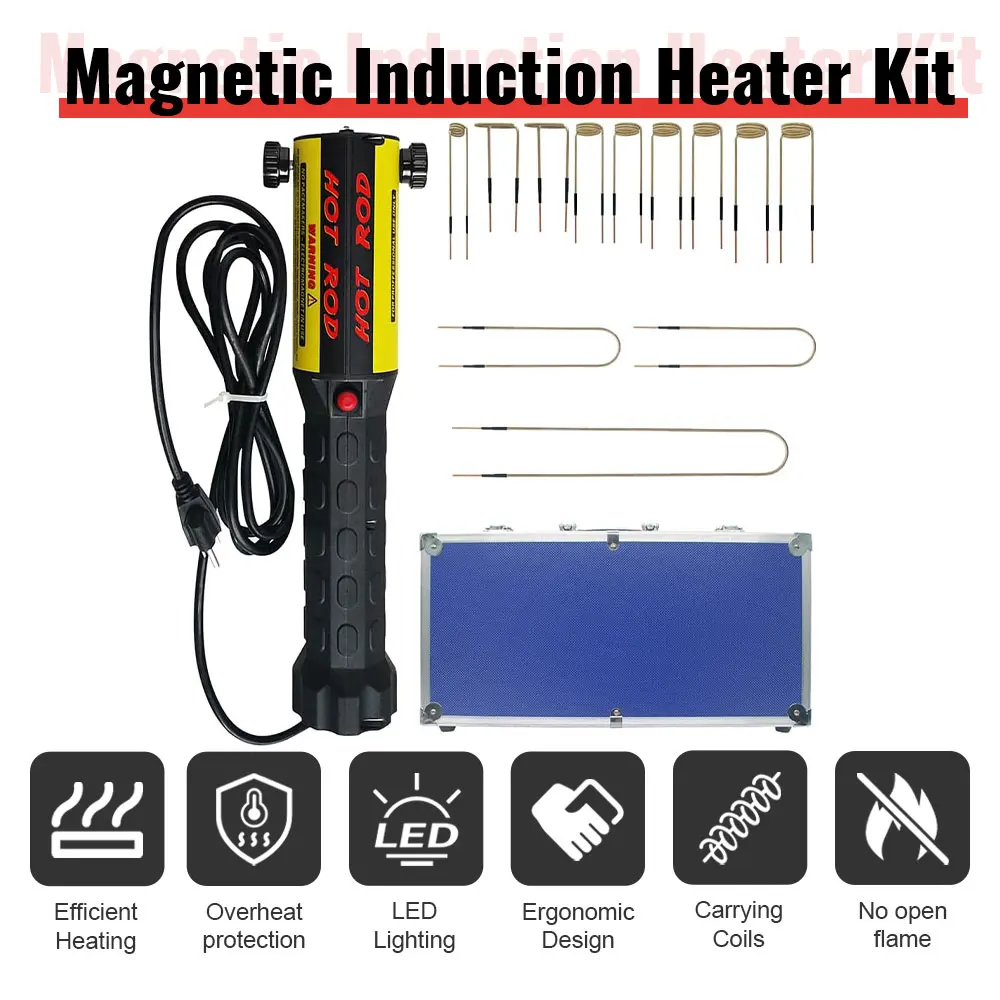 

Solary Magnetic Induction Heater Tool - 1000W 110V Hand-hled Electromagnetic Inductive Bolt Heater with 12 Coils