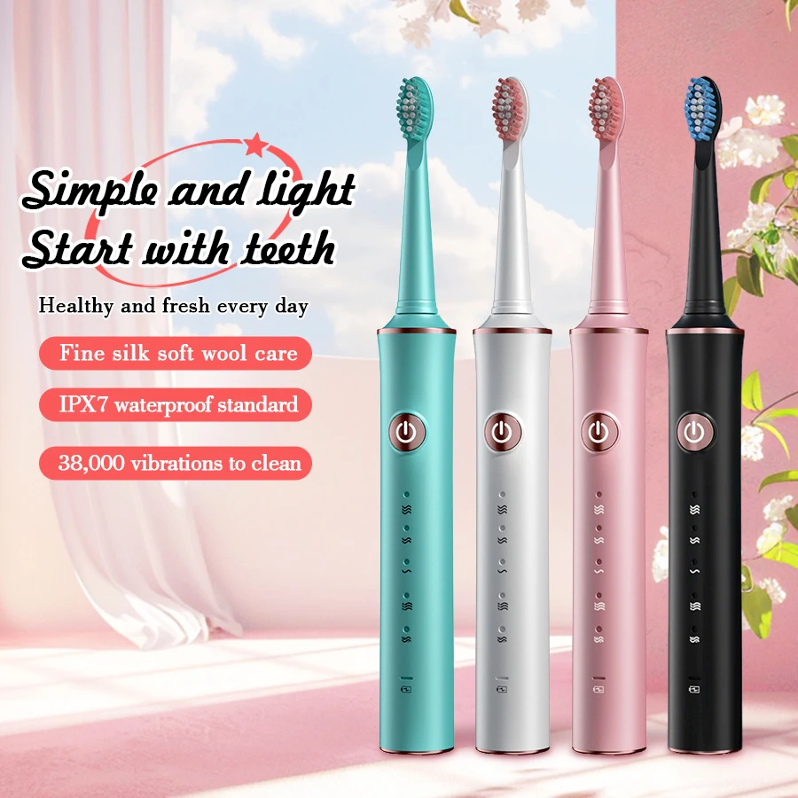 Electric Toothbrush for Adults USB Fast Charging IPX7 Waterproof 5 Speed Mode Intelligent Timing Reminder Smart