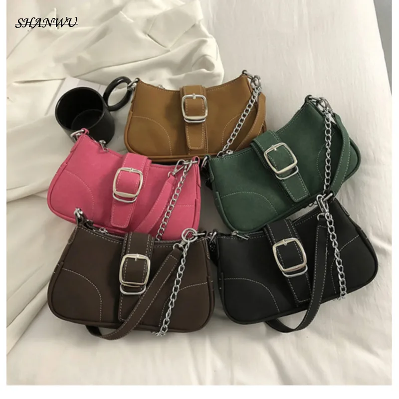 

This Year's Trendy Small for Women's Instagram Niche 2024 New Fashionable Shoulder Autumn/winter Frosted Chain Underarm Bag