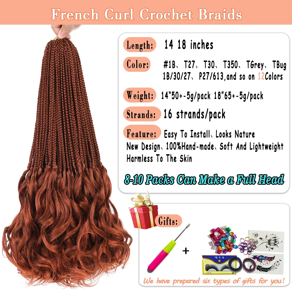 BEWILL 14 18 Inch Ombre French Curly Braids Hair Extensions Synthetic French Curl Braids Crochet Hair Pre Streched Braiding