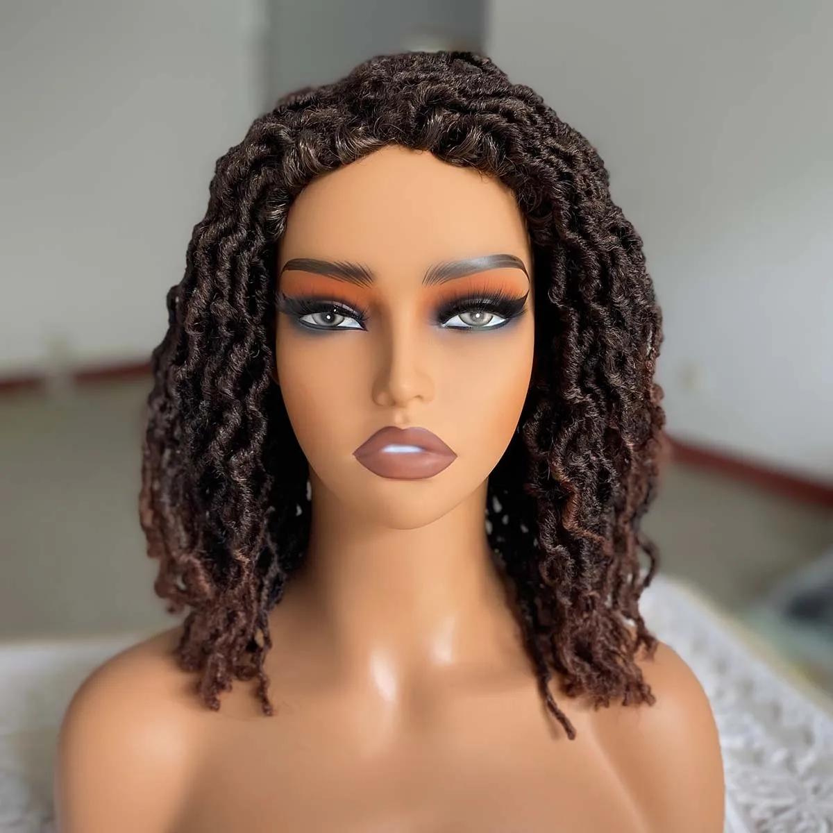Short dreadlock wig faux locs wig braided wigs for women afro braids curly synthetic for black women