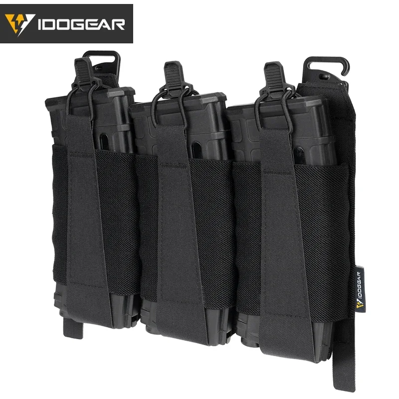 IDOGEAR Pochette de Chargeur Magnétique élastique Pochettes de magazines de 5,56 mm Porte-magazines à dessus ouvert Molle (Triple-Ranger Green