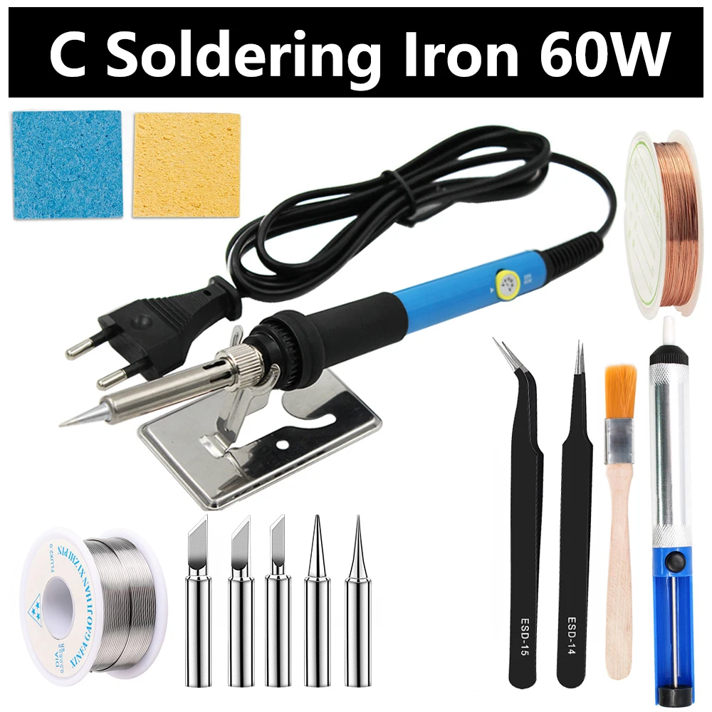 Electric Soldering Iron Kit 60W Adjustable Portable Microelectronics Repair Welding Tools