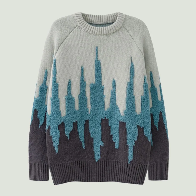 

Retro Harajuku Graphic Patchwork Knitted Sweaters Mens Streetwear Hip Hop Oversized Casual Cotton Loose O-Neck Pullover Couples