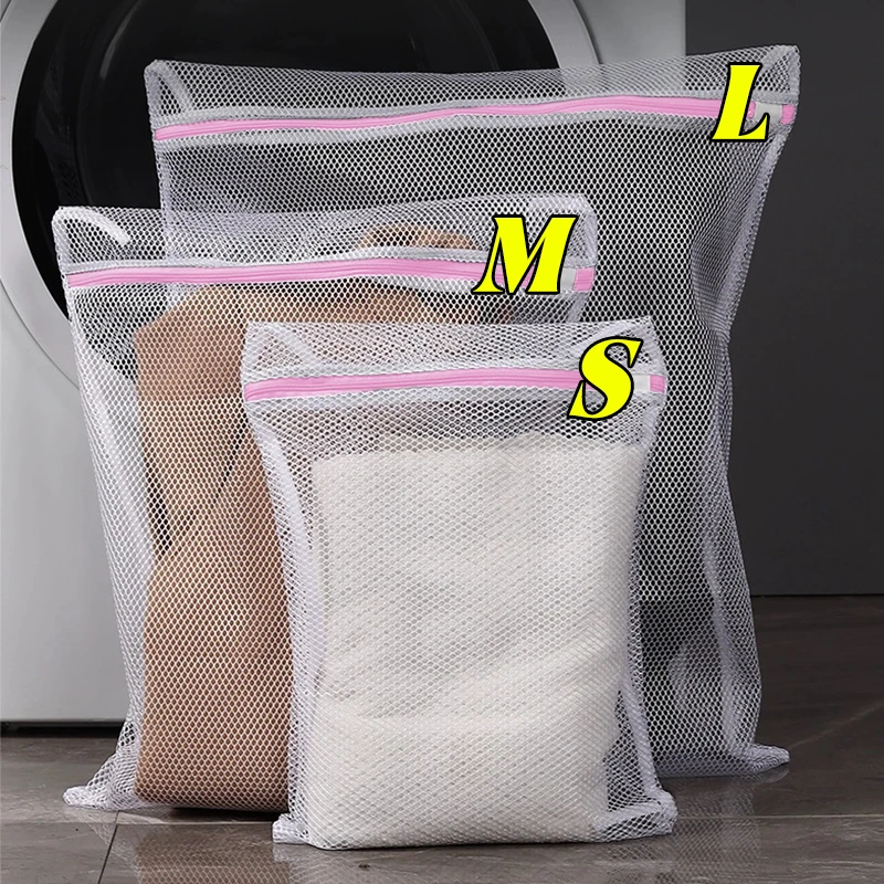 

Mesh Laundry Bag Coarse Net Zippered Laundry Wash Bags Dirty Clothes Lingerie Cleaning Organizer Pouch Washing Machine Household