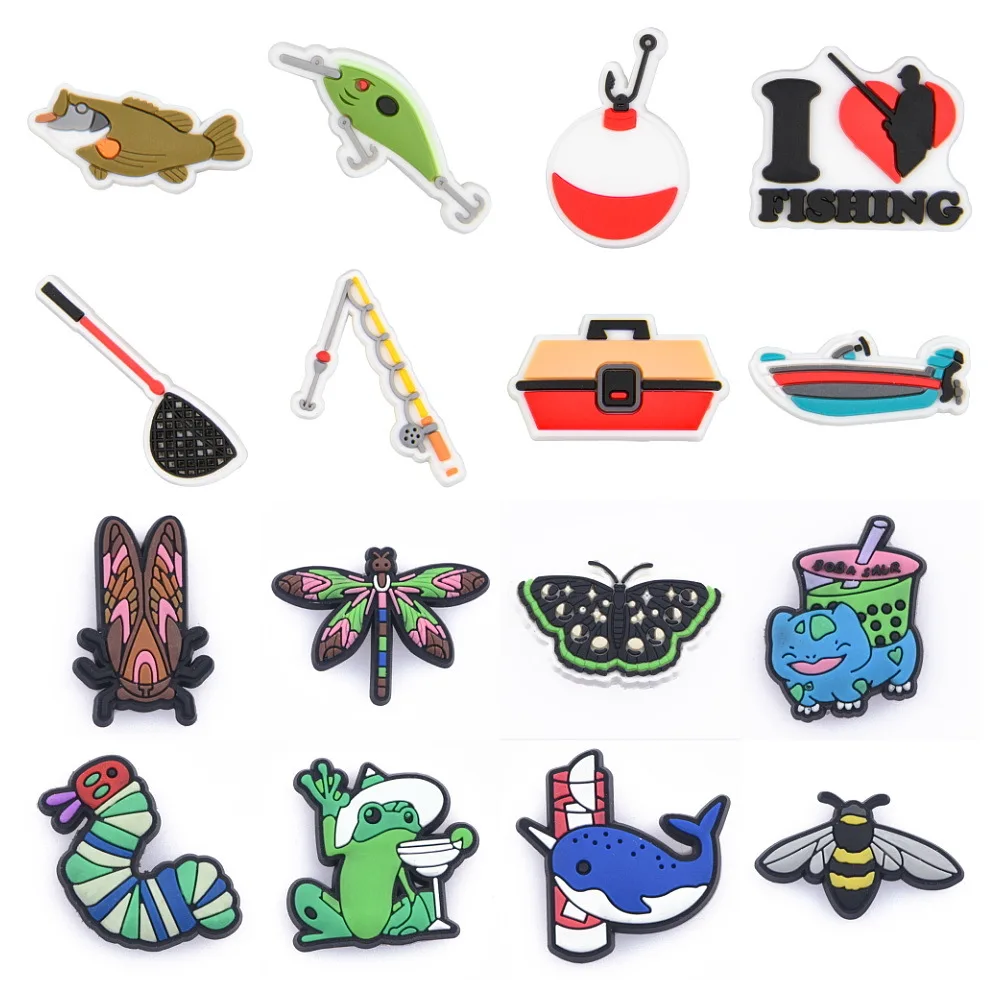 

Aniaml Insect Shoe Charms Cartoon Shoe Buckle Charms Fish Frog Butterfly Shoe Decor Sandal Accessories Fit Sandals Party Gifts