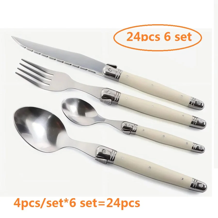 Laguiole Ivory White Stainless Steel Cutlery Set (4–24 pcs) 5
