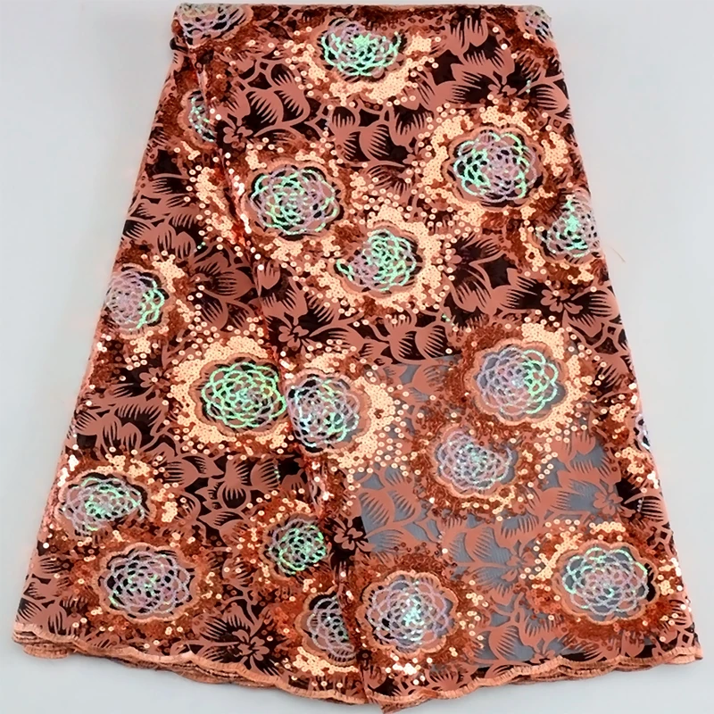 

2023 Высококачественная Роскошная французская тюль с блестками, сетчатая кружевная ткань, африканская кружевная ткань с флокированием, Нигерия для свадебных платьев