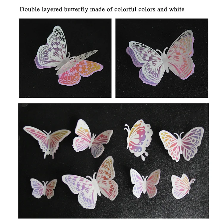 8 Stück leuchtende Schmetterlings-Wandaufkleber, 3D-Schmetterlings-Wandaufkleber für Zuhause, Hochzeitsdekoration, im Dunkeln leuchtende Kombination aus Schmetterlingsaufklebern – Detail 4