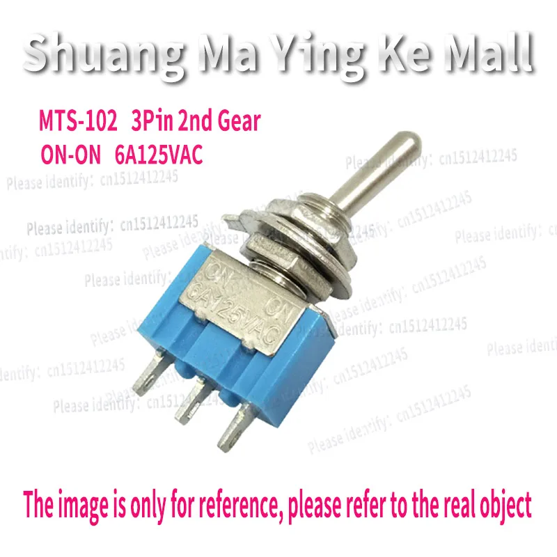 MTS-102 블루 미니 토글 스위치, 3 핀 SPDT ON-ON, 2 포지션 5A, 125VAC, 6mm, 10 개