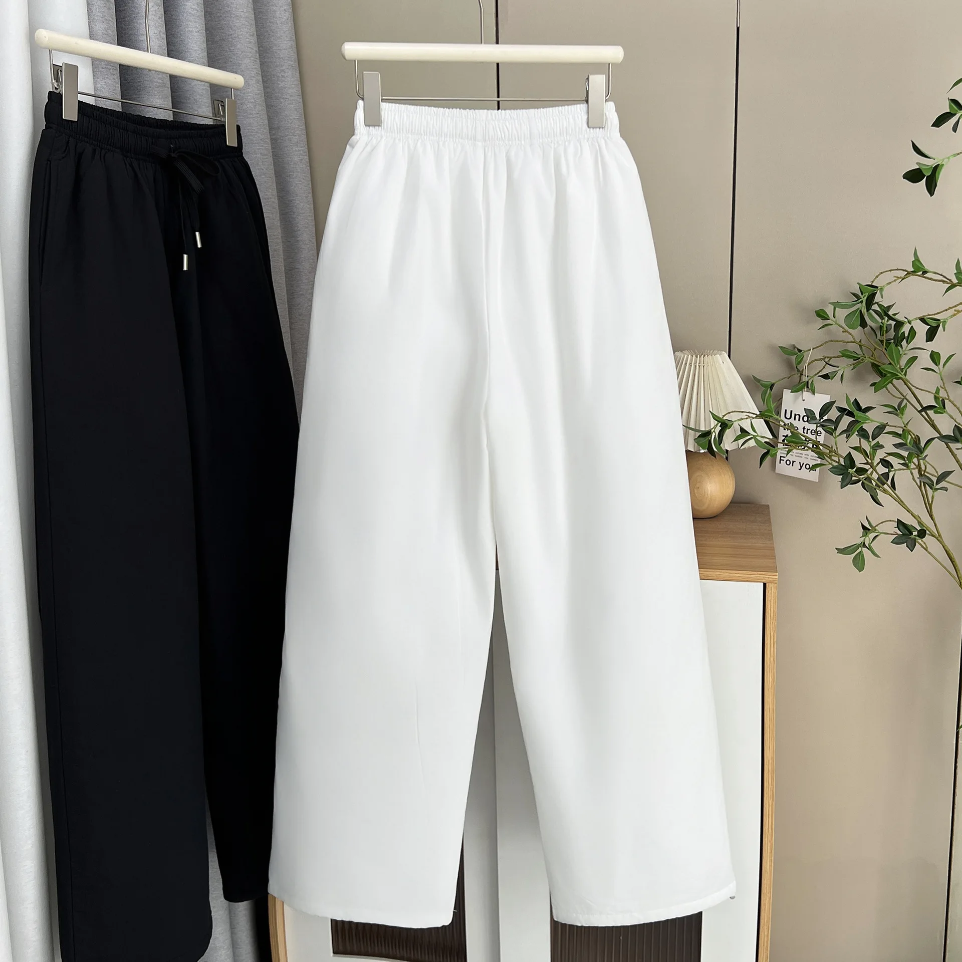 XXXXL Fashion Plus Size Women's Straight Leg Pants Autumn Winter New Casual Thickened Wide Leg Trousers 6027