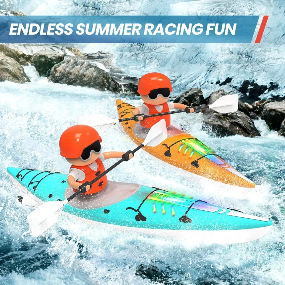 Remote Control Boat RC Kayak Boat 2.4 Ghz Remote Control Boat Toy With Colorful LED Lights For Lake Pool Gifts For Boys Girls