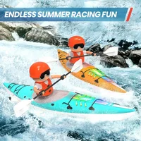 RC Kayak Boat 2.4 Ghz Remote Control Boat Toy With Colorful LED Lights For Lake Pool Gifts For Boys Girls 2