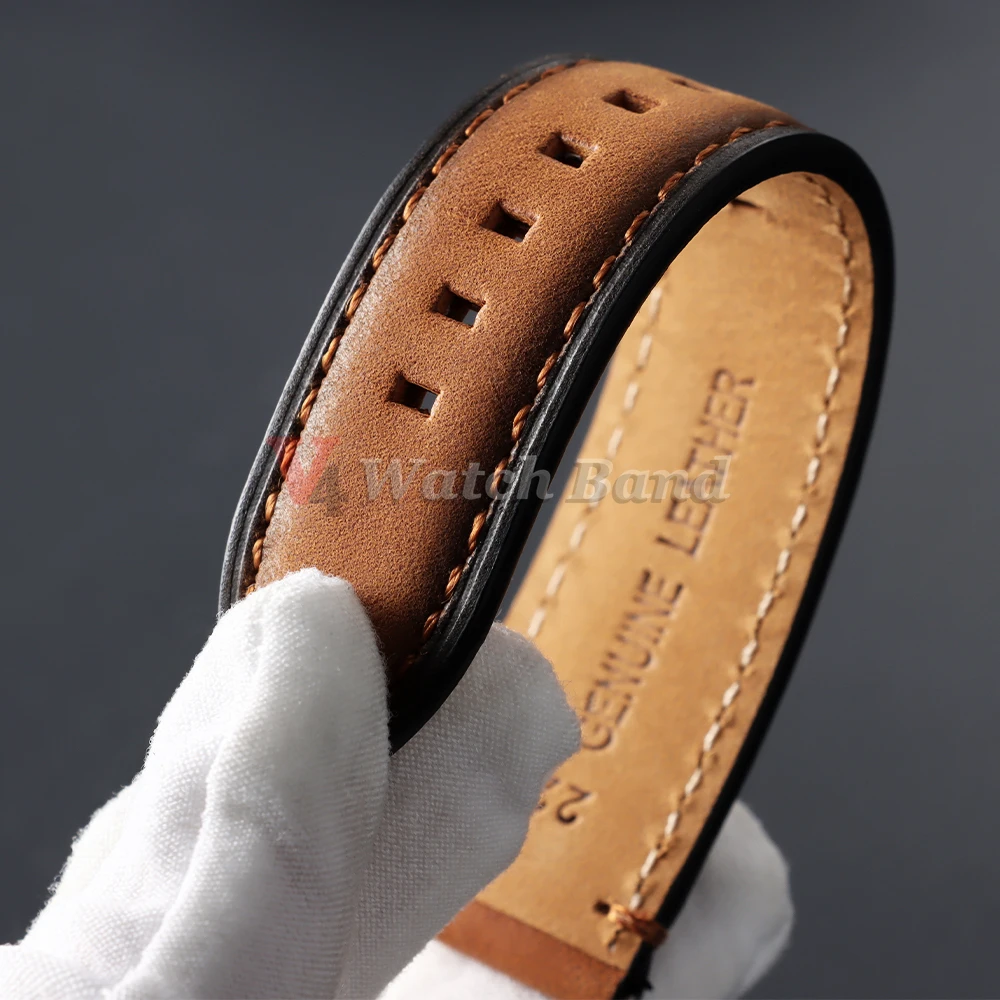 Vintage Brown Leather Watch Strap - Universal Breathable Bracelet