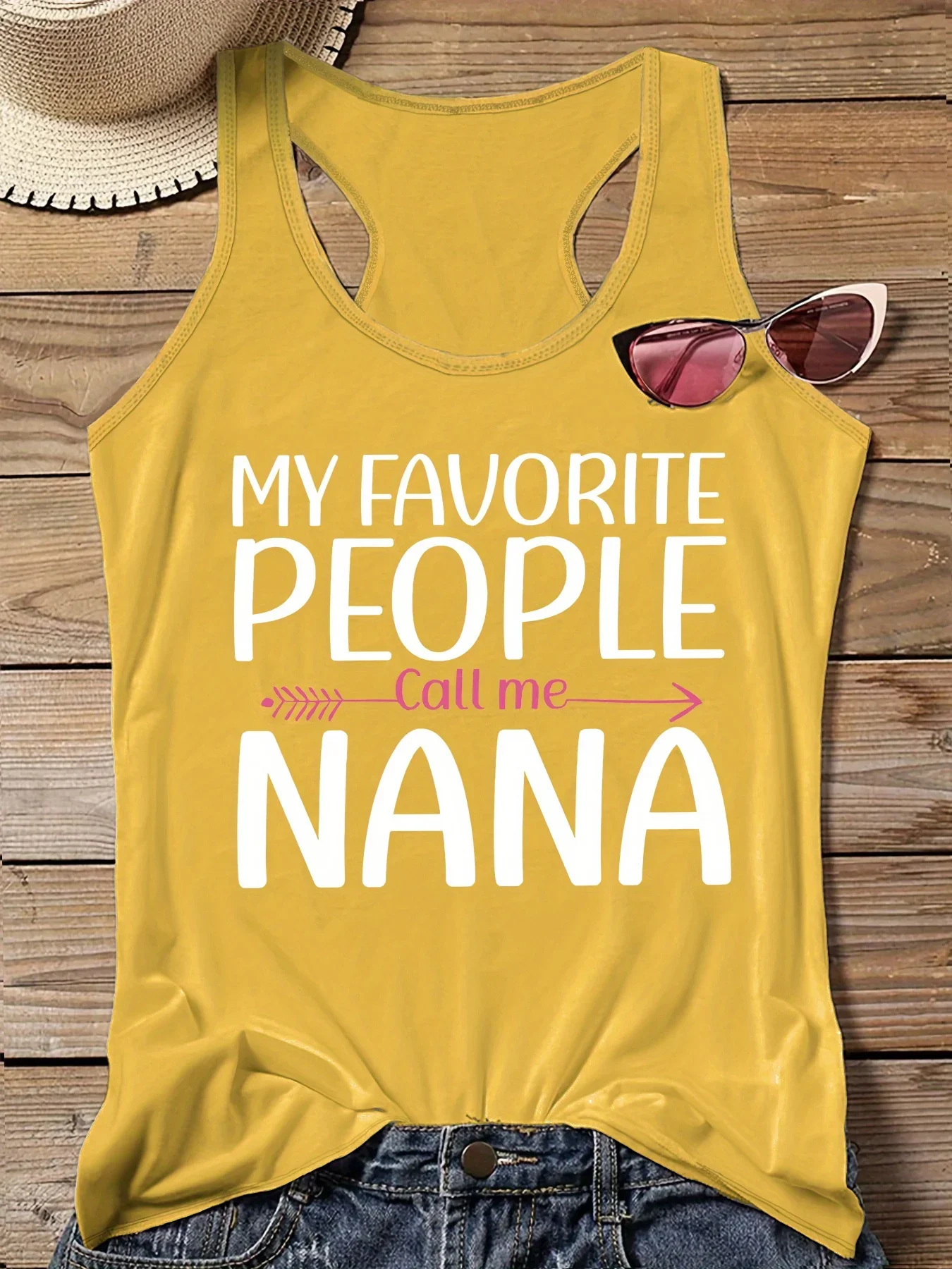 플러스 사이즈 글자 프린트 탱크 탑, 민소매 캐주얼 탑, 여름 및 용수철, 여성 플러스 사이즈 의류, 신제품 