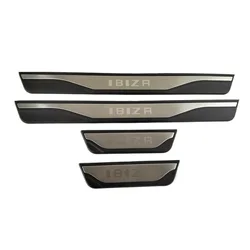 Set of 4 Plastic Stainless Steel Car Door Sill Pedal Scuff Plate Decorative Covers (Style 1)
