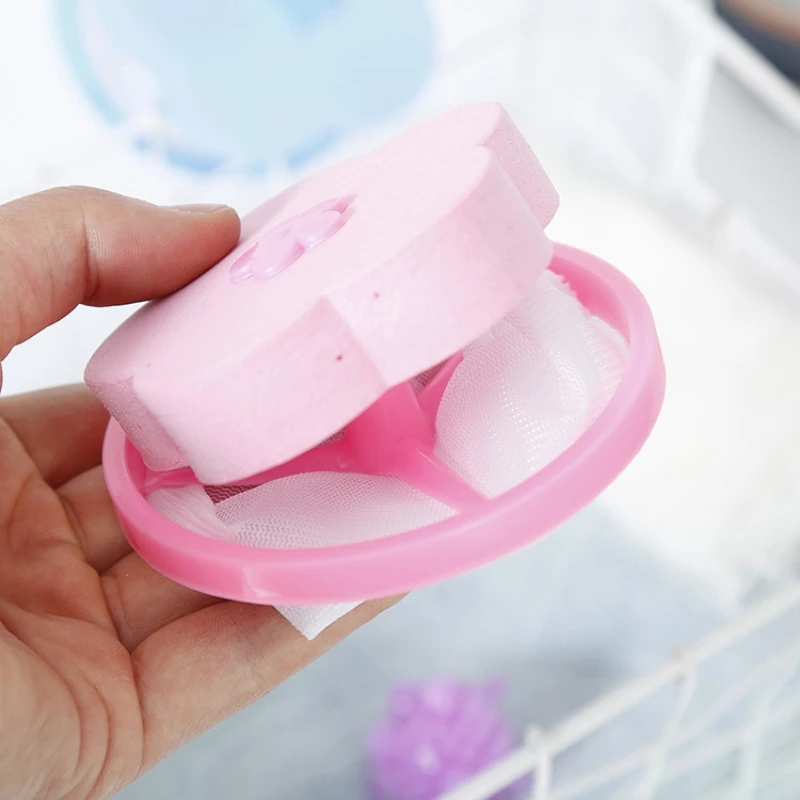 2PCS Or 1PC Washing Machine Filter Bag Cute Flower Shape Floating Washing Machine Hair Remover Filter (Single Pack Color Random)