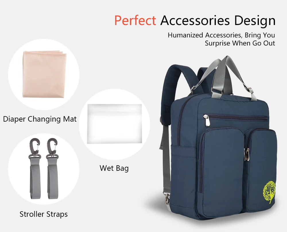 Insular New Arrival Cotton Multifunctional Waterproof Baby Diaper Bag Backpack Mommy Bag Fashion Nappy Backpack Women Daypack 6
