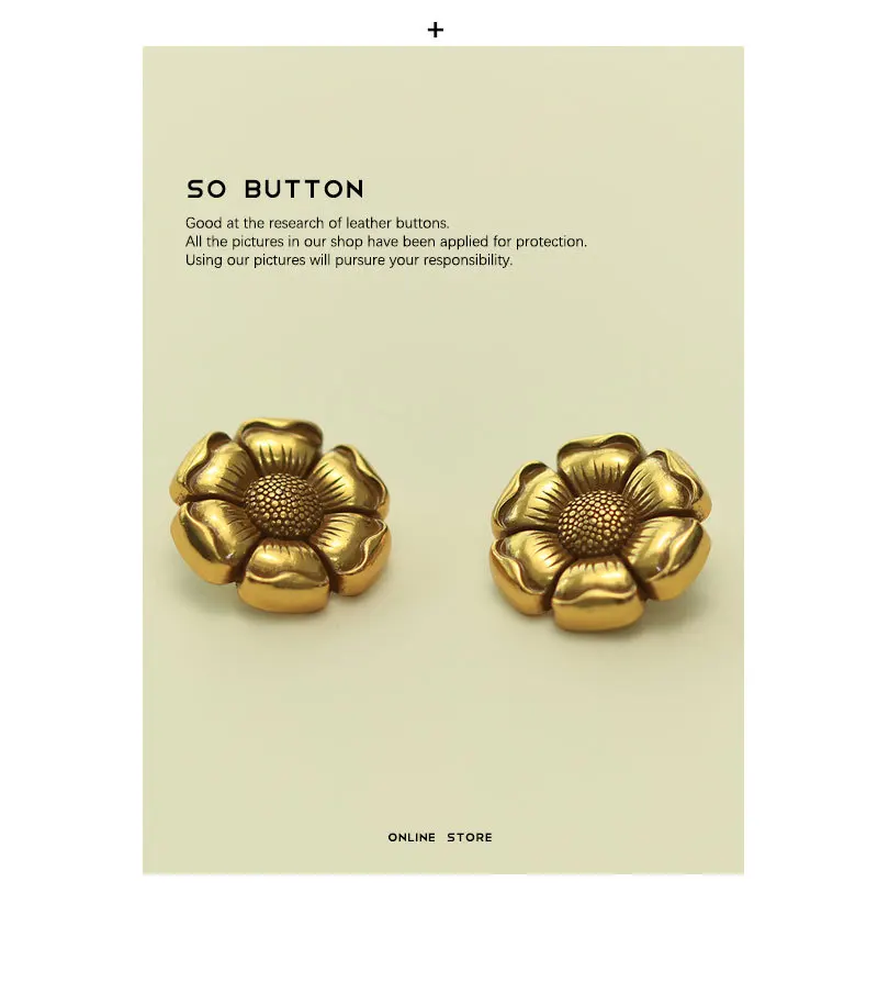 Description Picture 2 of itemFlower Metal Buttons For Women Suit Coats Decorative Clothing Sewing Embellishment Garments Needlework Diy Crafts Supplies 10pcs