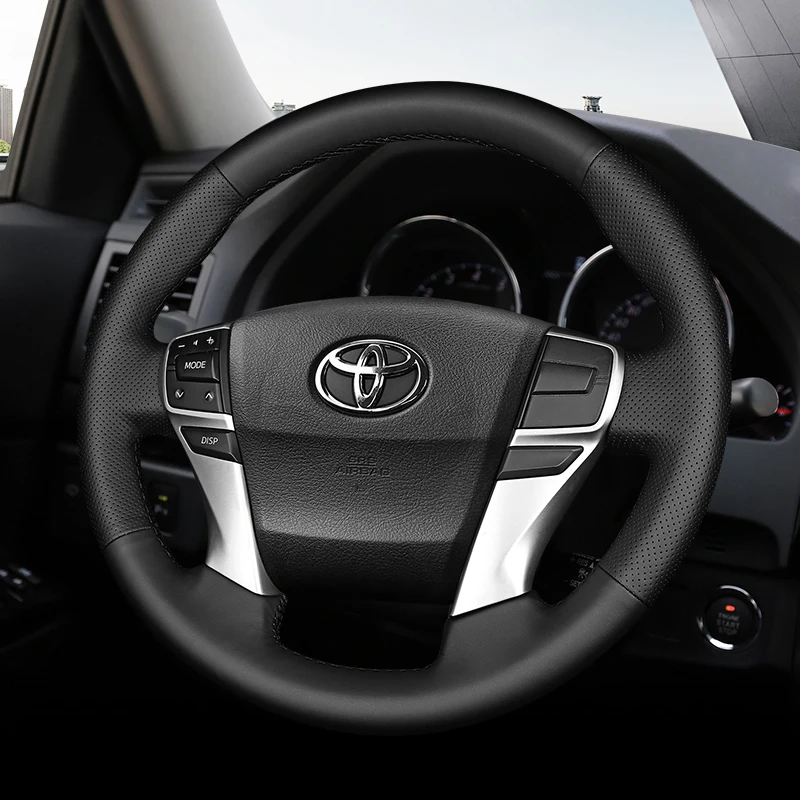 

Hand-Stitched Car Steering Wheel Cover Anti-Slip Leather Wrap For Toyota Reiz Automotive Interior Accessories
