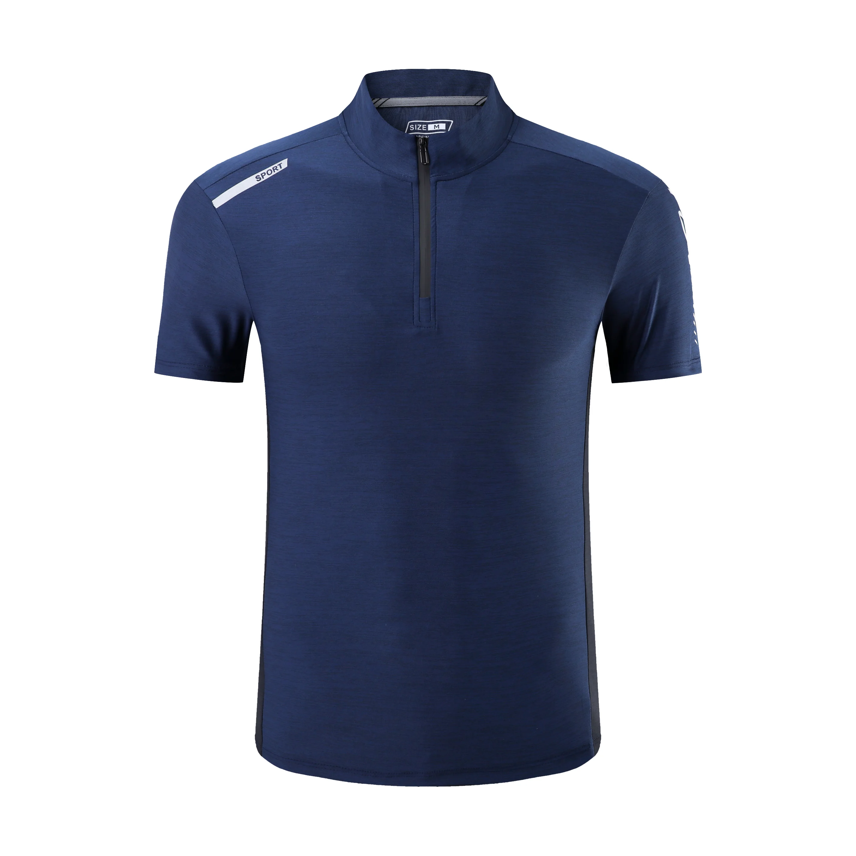 Summer Breathable Short Sleeve Zipper collar Men Running Fitness Tshirt elastic Quick Dry Sports Bodybuilding Training Shirts 6