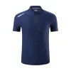Summer Breathable Short Sleeve Zipper collar Men Running Fitness Tshirt elastic Quick Dry Sports Bodybuilding Training Shirts 6