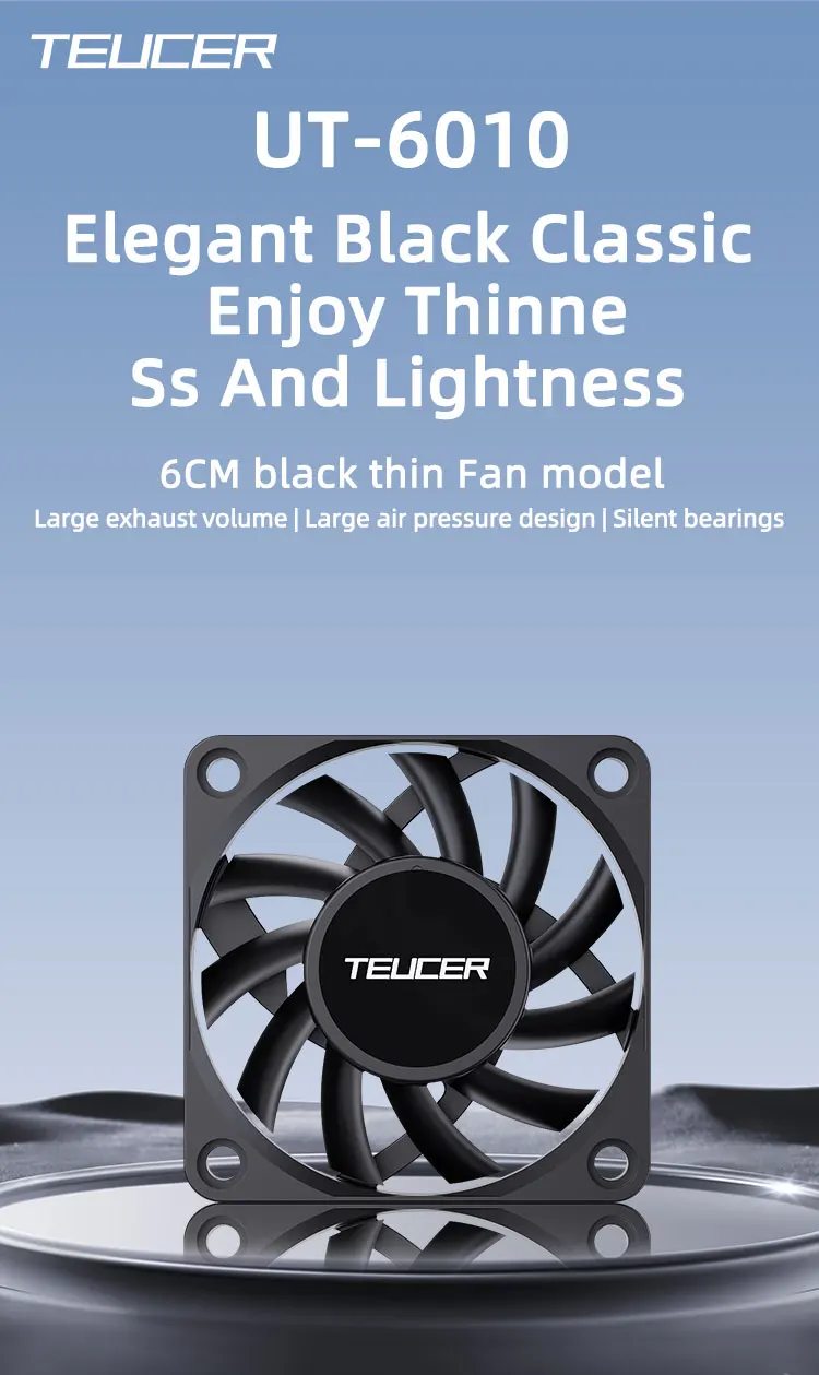 UT6010 Fan 12V 0.22A 60x60x10mm 3500RPM Suitable for Small Server, 3D Printers,