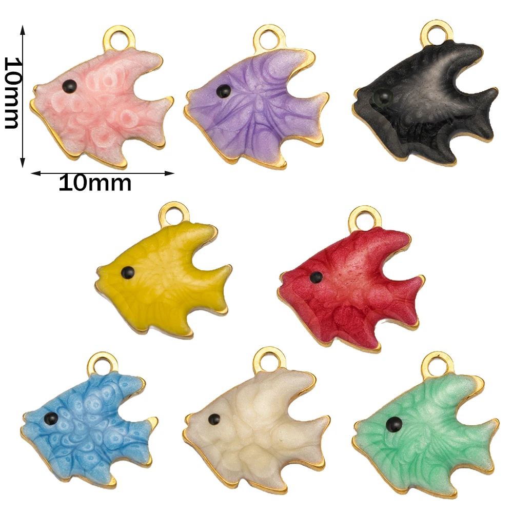 10 Stück neue Edelstahl bunte Marine Koralle Seestern Fisch Algen Charm Halskette Ohrring Anhänger Basis für DIY Schmuckherstellung – Detail 7