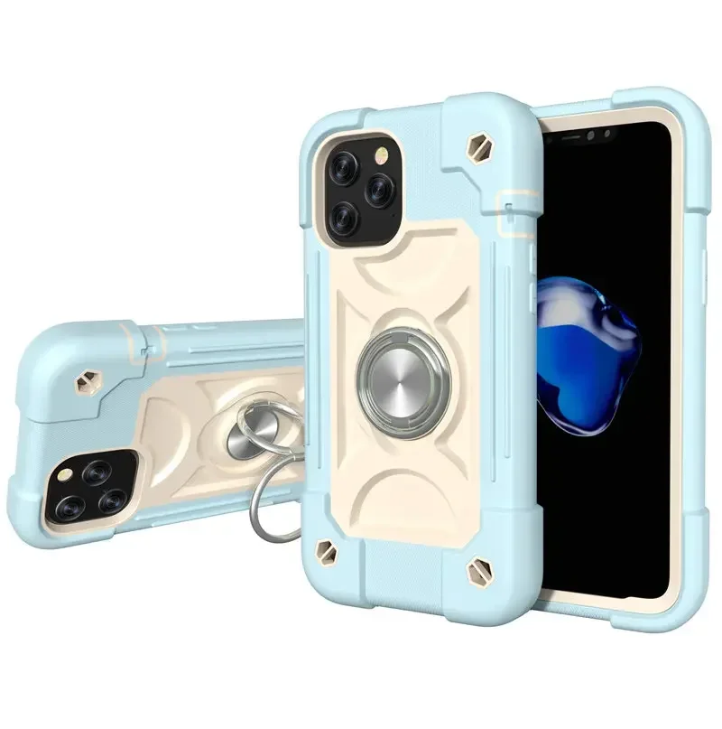 Colorful Rugged Armor Bumper Shockproof Phone Case with Ring Holder