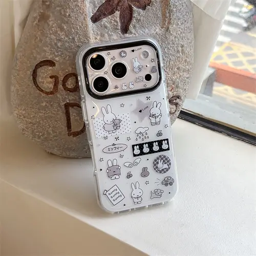 Kawaii Cartoon Rabbit Starry Sky Phone Case for iPhone 16 15 14 13 17 Pro Max INS Style Soft Silicone Shockproof Cover Funda - Image 2
