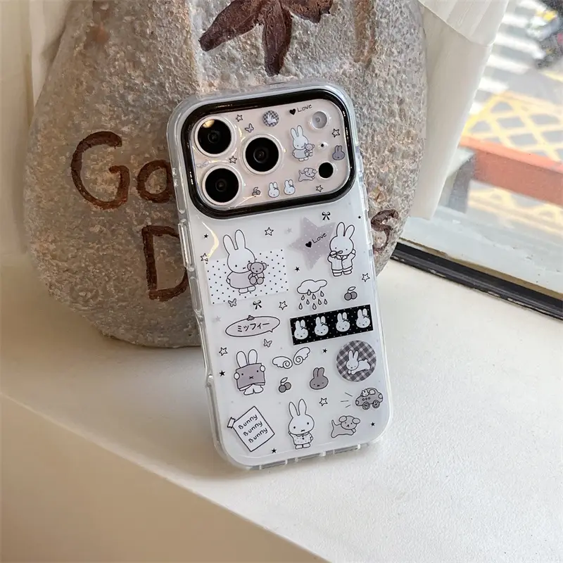 Kawaii Cartoon Rabbit Starry Sky Phone Case for iPhone 16 15 14 13 17 Pro Max INS Style Soft Silicone Shockproof Cover Funda - Image 2