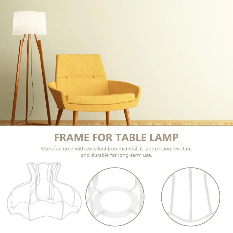 Description Picture 3 of itemWire Lamp Shade Frame Iron Lampshade Frame Scallop Dome E27 Light Bulb Guard Shade Cover Lighting Accessory