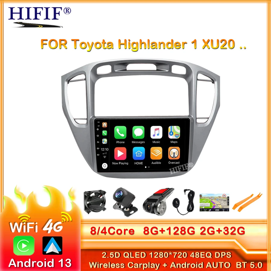 

Автомобильный GPS-навигатор Android 13 для Toyota Highlander 1 2001-2007 мультимедийный плеер 4G WIFI BT DSP радио без DVD-плеера