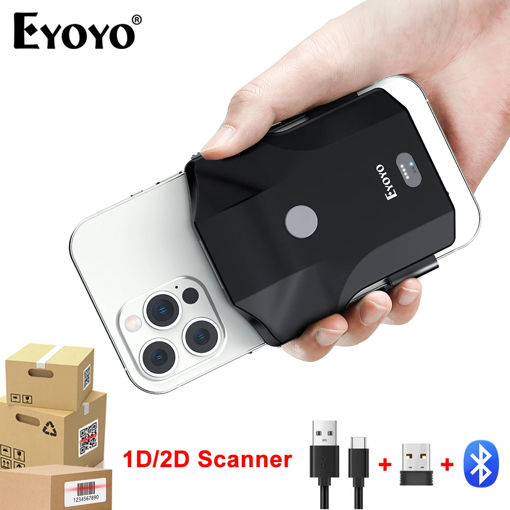 

Eyoyo EY-032 Portable Bluetooth QR Reader 1D 2D Back Clip Handheld Rechargeable Barcode Scanner Wireless 2.4G 10 Hours Use Time