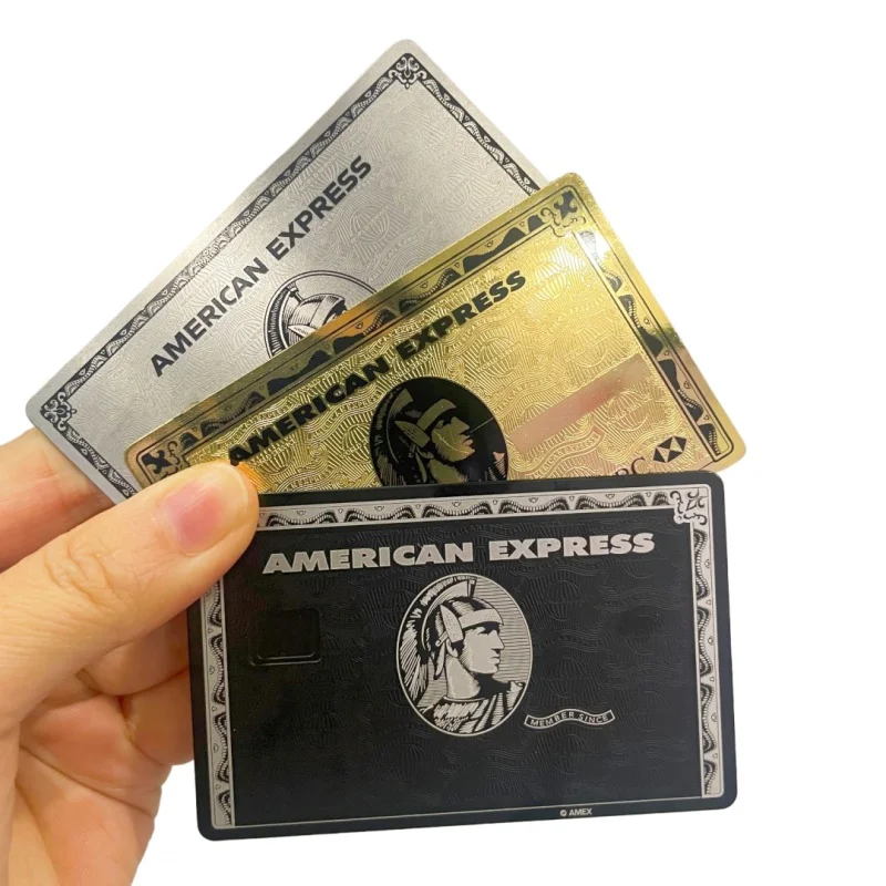 

Custom amex bla card metal crafts chip slot hico magnetic stripe customized metal amex card Support printing personal name Supp