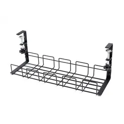 Under Table Metal Storage Rack and Cable Management Tray - Wire Organizer and Kitchen Storage Solution (Balck)
