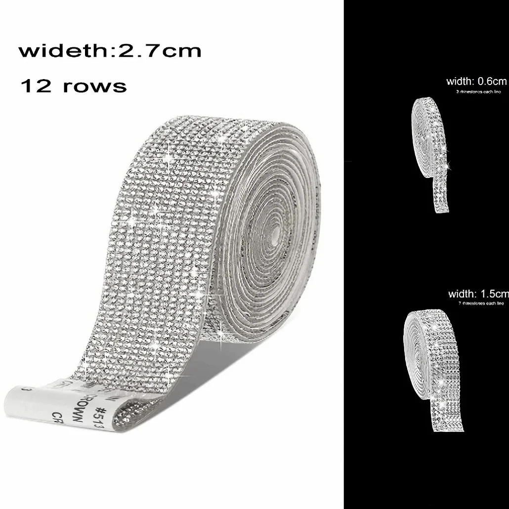 Rhinestone Ribbons Self Adhesive Diamond Ribbon Crystal Roll Glitter Bling for DIY Art Crafts rhinestone ribbons