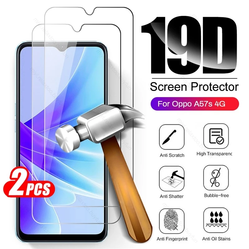 

2PCS 9H Premium Tempered Glass For Oppo A57s A 57s 57 A57 s 4G Armor Safety Screen Protector Explosion-Proof HD Film Guard Cover