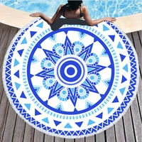Microfiber Mandala Abstract Pattern Beach Towel Round Large Watercolor Quicksand Yoga Towel With Tassel Beach Mat Blanket Cover 2