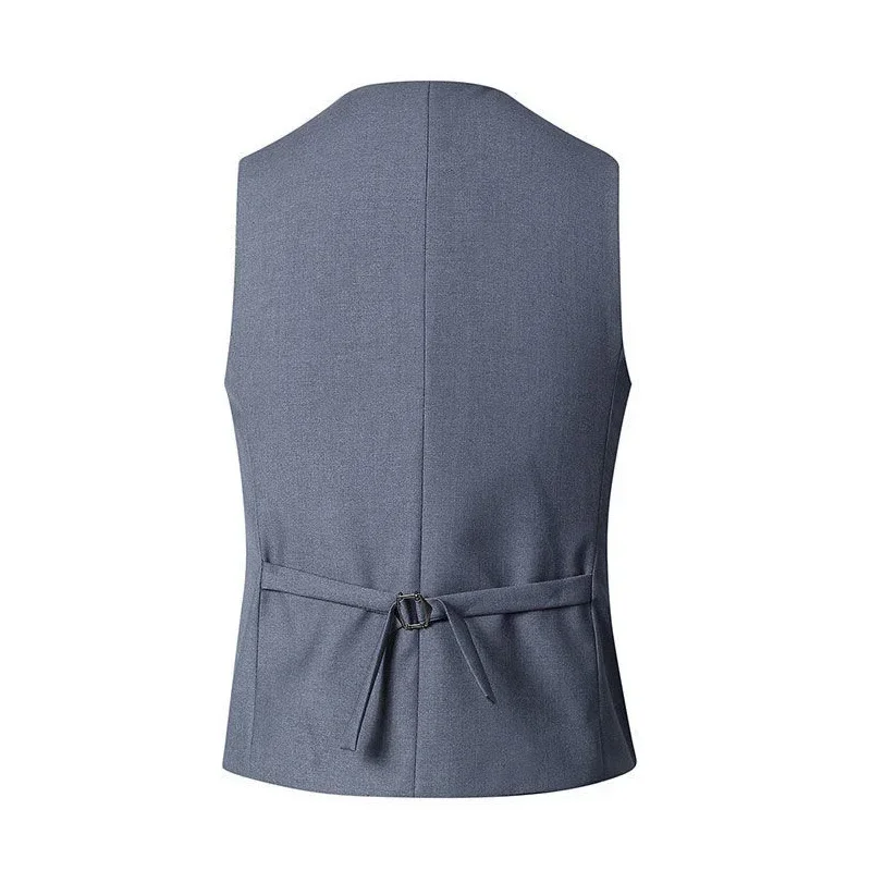 Slim Fit Suit Vests For Men Black Grey Navy Blue Business Casual Male Waistcoat Single Breasted Gilet Homme Formal Jacket 2
