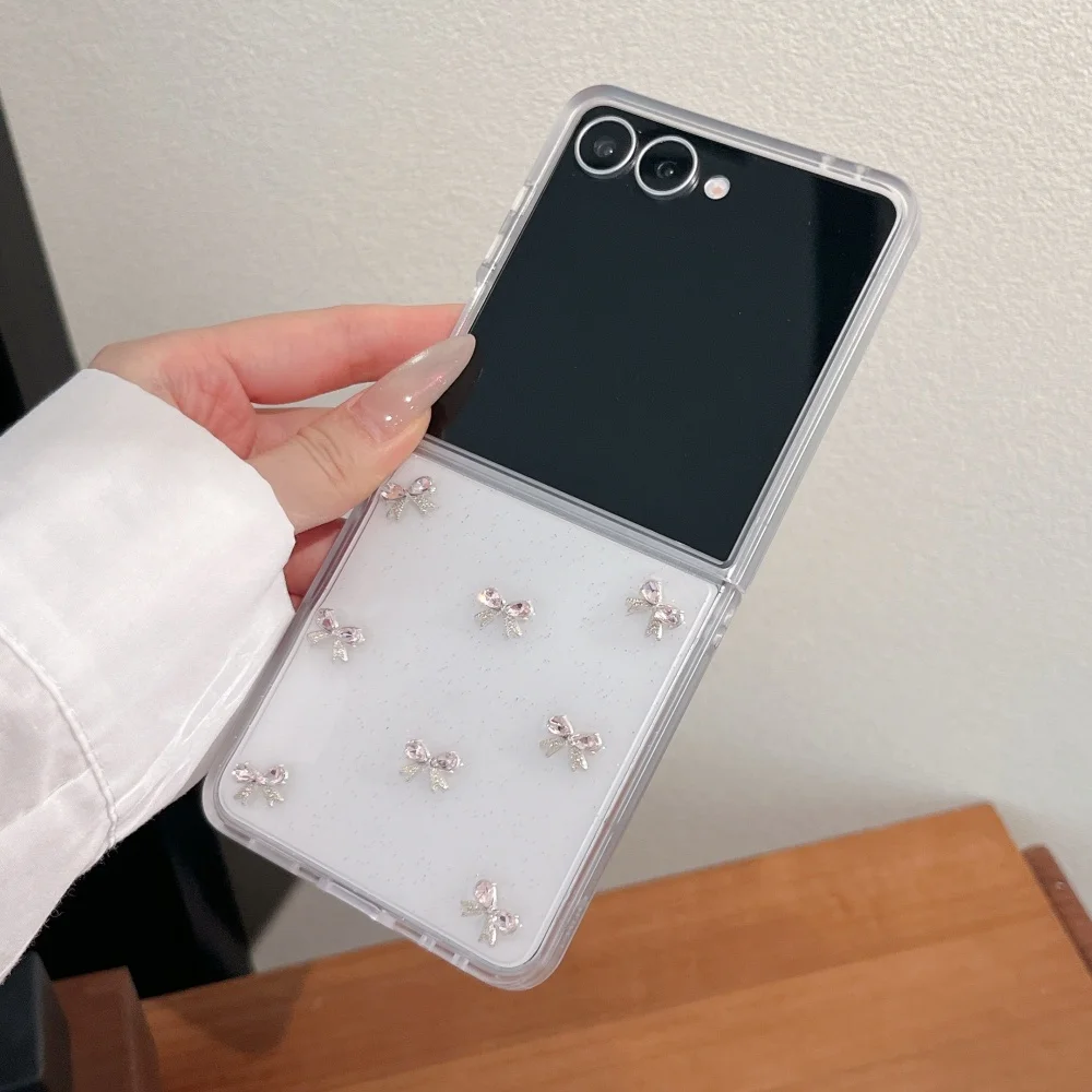 Cute Bowknot Transparent Shockproof Flip Case - Elegant and Protective Cover