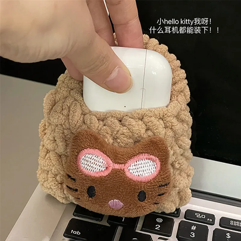 Plush Toys Plush Coin Purse Sanrio Hello Kitty Plush Toys Wallet Women Bags Cute Children Coin Purse Kawaii Girls Plushie Headphone Bag Fashion Kids Gifts