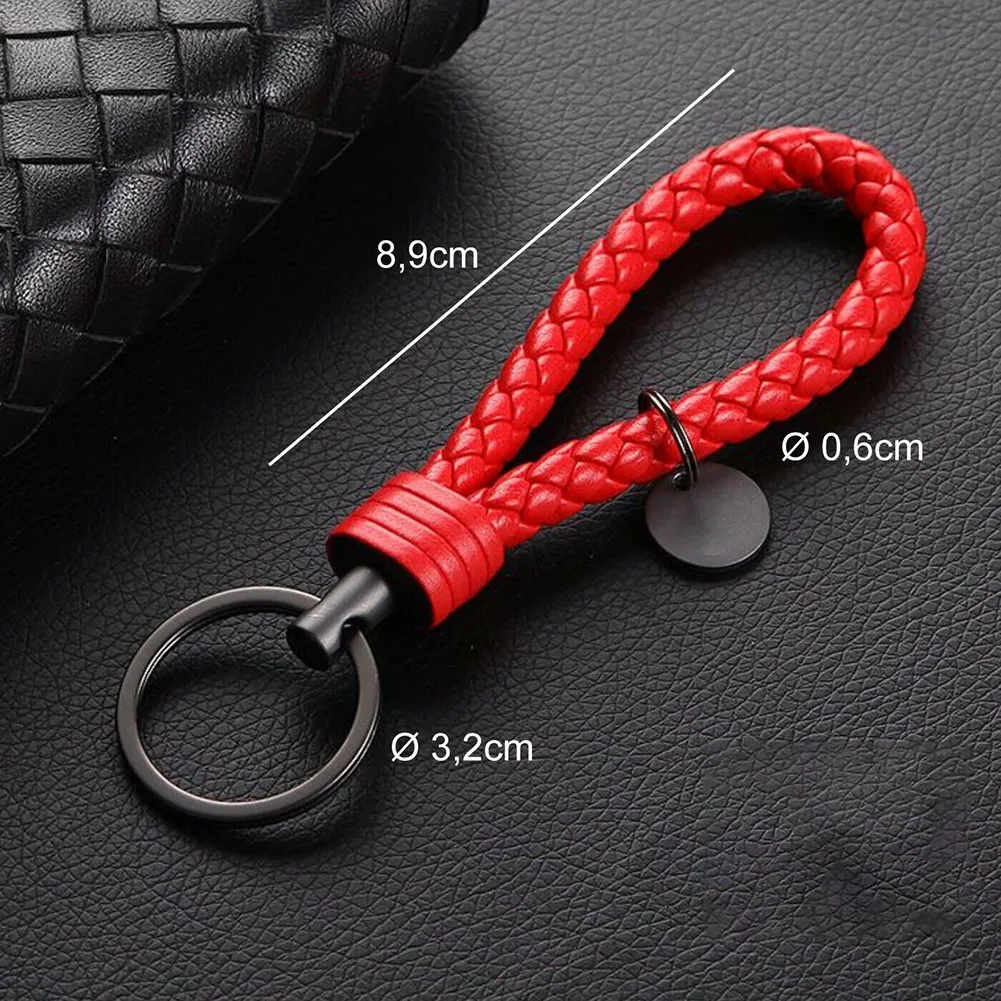 Car Key Chain 1pcs Vintage Retro Leather Rope Weave Braided Strap Keychain Keyring Car Key Chain Ring Key Fob Sling Jewelry Gift