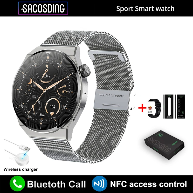 Reloj inteligente 2023 NFC para hombre, pantalla de 390x390, siempre  muestra la hora, llamada Bluetooth, música local, reloj inteligente para  hombre