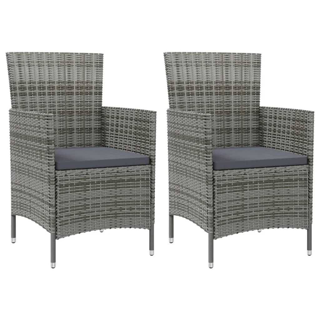 

Patio Chairs with Cushions 2 pcs Poly Rattan Gray 24" x 23.6" x 34.6" Outdoor Chair Outdoor Furniture