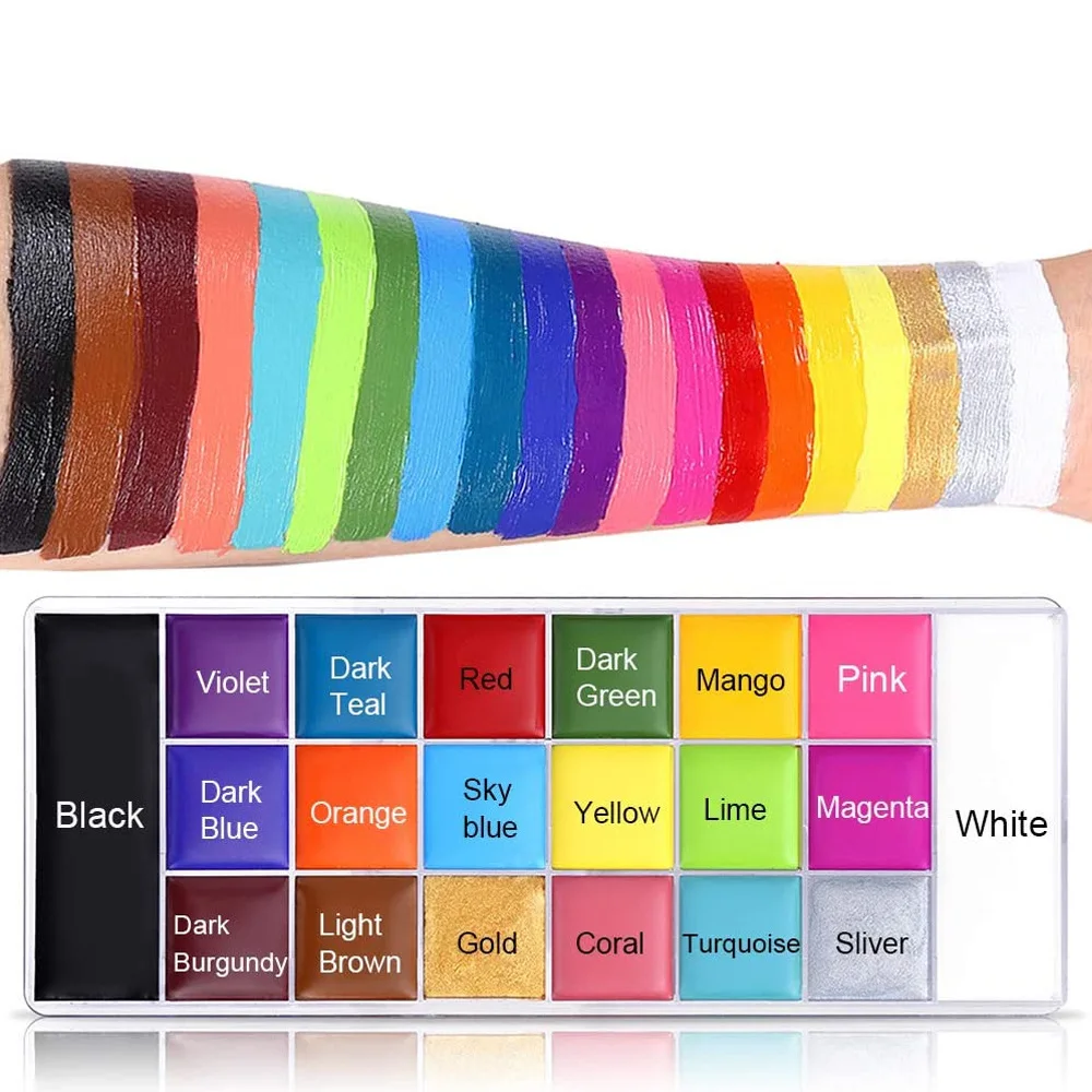 

Face makeup 20 colors Party paint oil safety Children glitter Baby paint Eye makeup Halloween football beauty palette wholesale