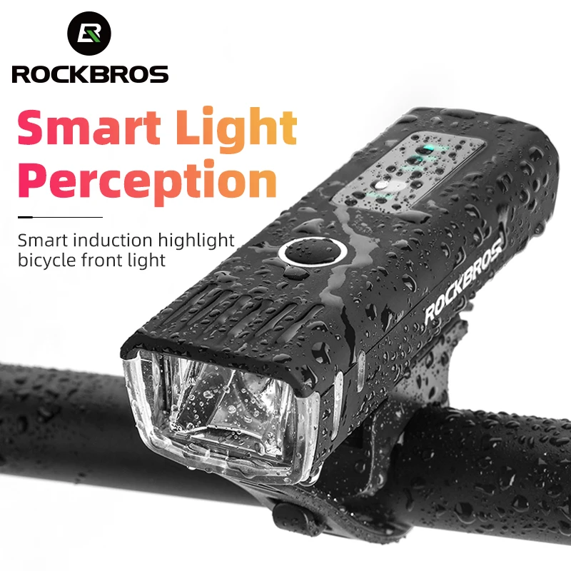 

ROCKBROS Bike Light Waterproof 1500mAh Bicycle Light Smart Flashlight Bike Front Light USB Rechargeable Headlight Cycling Light